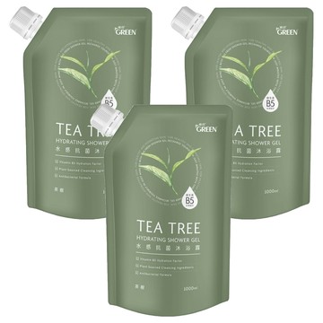 GREEN 綠的 水感沐浴露 茶樹  3個  1L