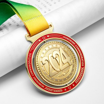 360°旋轉金屬掛牌定製刻字冠軍獎牌兒童比賽獎章五角星勳章定做