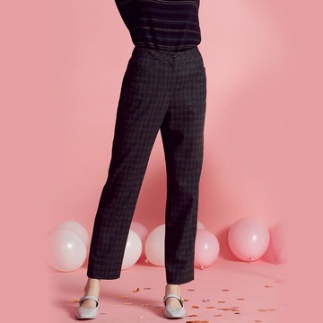 進口毛料格子直筒褲(2色)