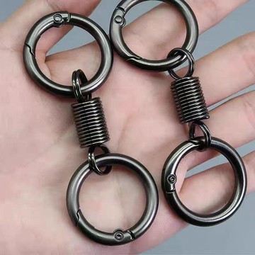 牢固耐用彈簧雙圈鑰匙扣工業小衆設計個性鑰匙圈掛件金屬鑰匙鏈