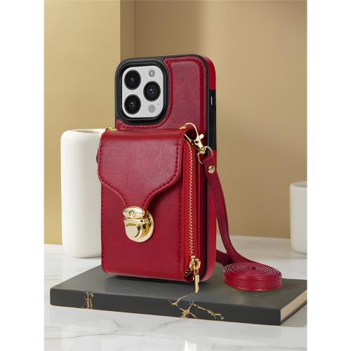 高檔皮質16蘋果15promax手機殼14p零錢包iPhone17掛繩背帶適用12斜挎全包11防摔潮牌13輕奢風保護套8plus新款