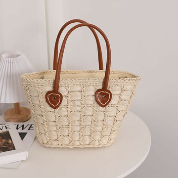【巴黎精品】現貨+預購 草編包手提包渡假風單肩側背包大容量流蘇編織包-菱格肩背包百搭女包包a1hb86