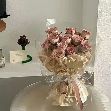 ❀【花中世界】❀永久卡布奇諾仿真永生花束玫瑰小香風情人節生日禮物送閨蜜女朋友