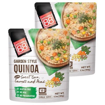 Kitchen88 田園風味即食藜麥  含甜玉米、胡蘿蔔和豌豆  無麩質  無味精  無防腐劑  150g  2包