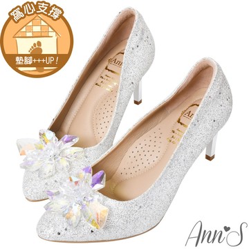 🧨開運專區最高現折2026🧨Ann’S冰雪奇緣2.0-質感立體冰鑽電鍍鞋跟尖頭高跟婚鞋7.5cm-銀