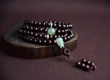 【森】天然印度小葉紫檀帶金星 108 顆佛珠念珠手串