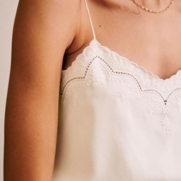 (免運)很浪漫的法式調調25夏重工經典刺繡花邊細肩帶桑蠶絲砂洗真絲吊帶