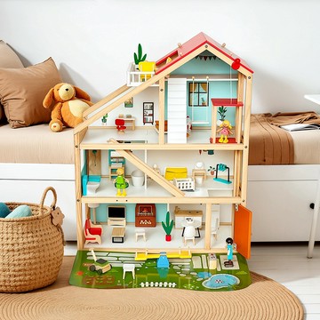 兒童木製仿真實木娃娃房 大號三層豪華別墅玩具 娃娃屋 過家家玩具