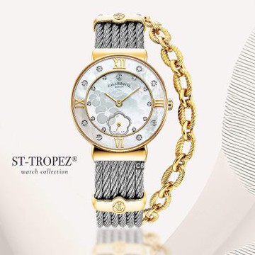 CHARRIOL夏利豪-St-Tropez聖特羅佩18真鑽芙蓉花小秒針30㎜ C6(ST30PD.560.055)