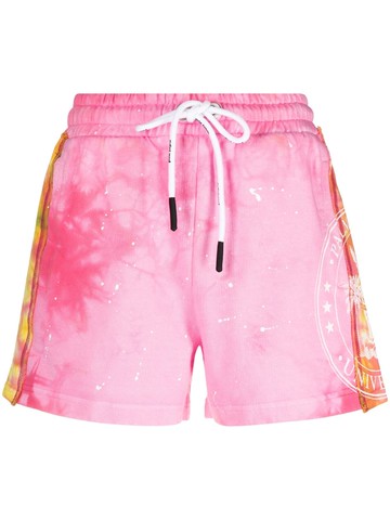Palm Angels - tie-dye cotton track shorts - women - Cotton - M - Pink