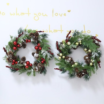 圣誕花環圣誕節裝飾品藤條花圈門掛件飾創意店鋪店面場景布置裝扮