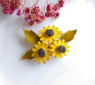 Vintage Jewelry 可愛向日葵 立體 別針 胸針