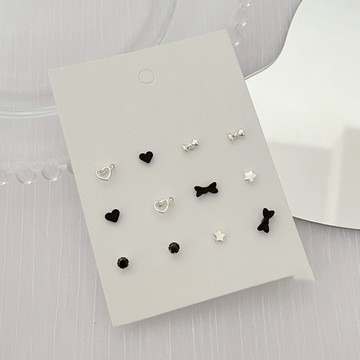 台灣現貨 各式套裝耳環 黑色系列 花朵 蝴蝶結 愛心 星星 耳環女 金色系列 氣質耳環 女生耳環