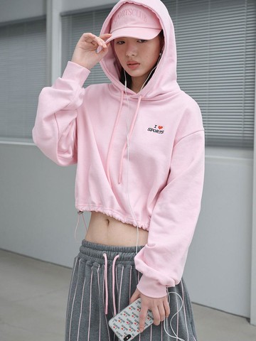 I  SPORTS Cropped Hoodie (PINK)
