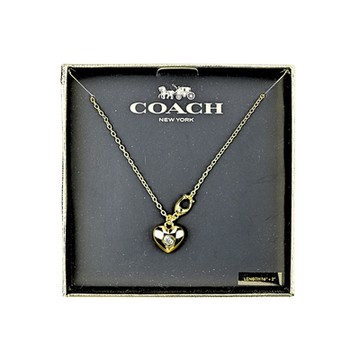COACH C字單鑽愛心綴飾鎖骨鍊