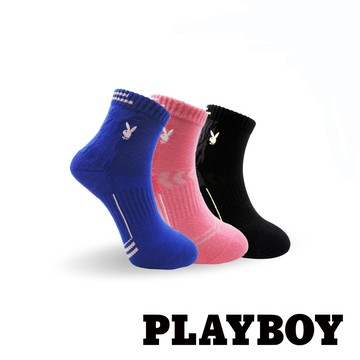 【襪款任選3雙$299 、6雙$511】PLAYBOY 1／2兩點起刺繡女運動襪(BF6416)