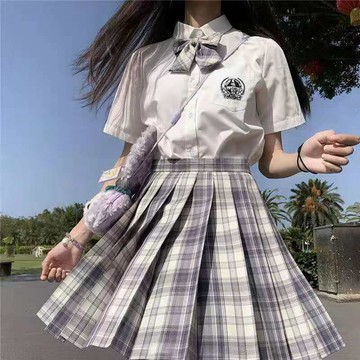 日系 jk制服 襯衫百褶裙套裝 格紋裙 學院風校服套裝 短襯衫學院風短裙套裝 可愛學生裝 角色扮演套裝 女裝