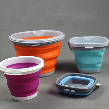 PS Mall 【J2438】彩色矽膠耐摔水桶  10L圓形10L方形