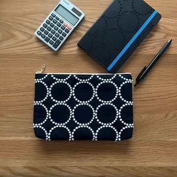 L size 文具 手帳 收納包 mina perhonen tambourine 日製手工刺繡 收納包 藏青色