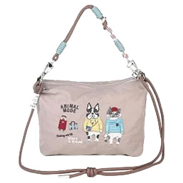 kUSUgURU JAPAN 日本眼鏡貓 三用法傘繩包 動物時尚款  16 x 22 x 7cm  摩卡色