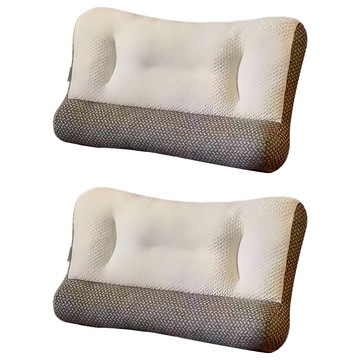 貝淇小舖 日式反牽引護頸枕 記憶枕頭  70 x 40 x 13cm  2個  白色 + 灰色