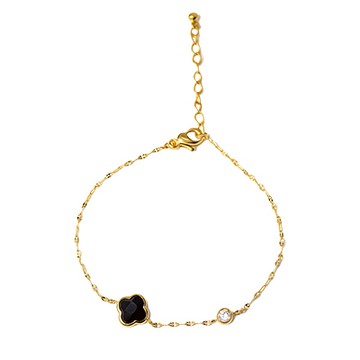 【MIESTILO】永生花|黑瑪瑙單鑽手鍊(DM商品)