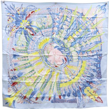 HERMES 愛馬仕 藍色 Danse Pacifique 絲綢 絲巾 90x90 【二手名牌BRAND OFF】