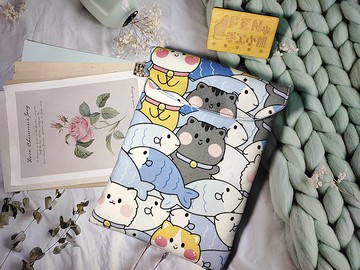 袋物系列-韓國薄棉布滿版貓款電子書收納袋-7吋收納電子書保護套