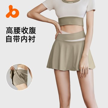 🚀台灣出貨&排汗透氣⚡ 聚衣堂裸感緊身運動短裙防走光拚色假兩件短裙跑步健身短裙