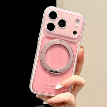 蘋果18Promax手機殼iphone17pro新款櫻花粉撞色半透帶360支架16精孔按鍵全包15簡約高級14防摔保護套
