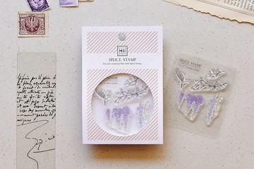 【拼貼印章-】no.09-藤花流瀉 | 水晶印章、透明印章、花草印章