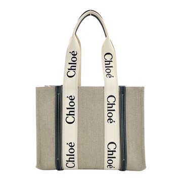 Chloe Woody 帆布中型托特包（海軍藍）_廠商直送