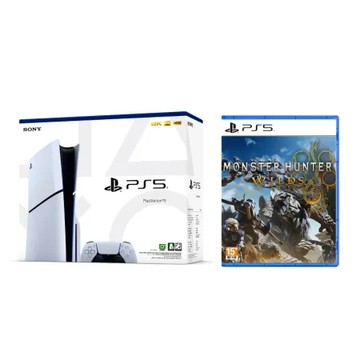 PS5 Slim 光碟版主機+PS5 魔物獵人 荒野 中文版 台灣公司貨