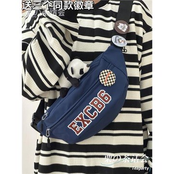 美式復古字母胸包男 運動斜挎背包日系ins潮牌港風學生百搭腰包女