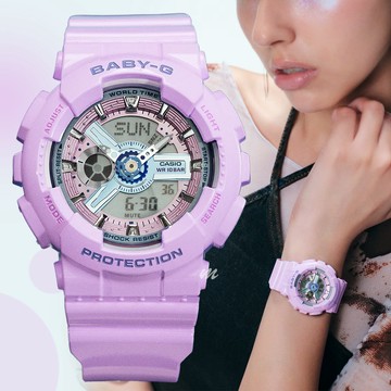 CASIO 卡西歐 BABY-G 亮面色彩雙顯錶 BA-110MC-6A