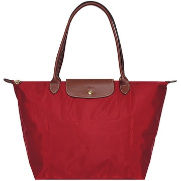 LONGCHAMP Le-Pliage 長把中型尼龍手提包(正紅)