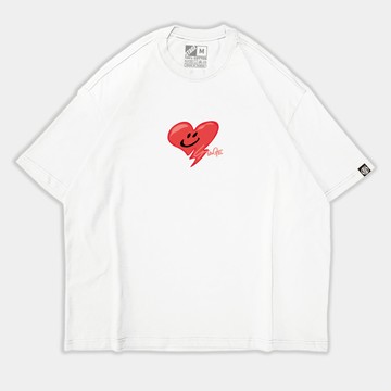 微笑衝擊 天竺棉落肩寬版T 黑色/白色