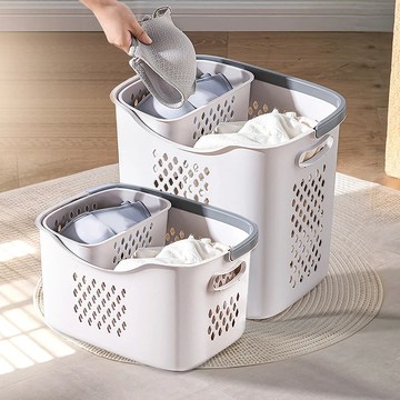 【Mr.box】 日式無印風可分類洗衣籃-4件組(內衣籃x2+中籃x1+大籃x1)