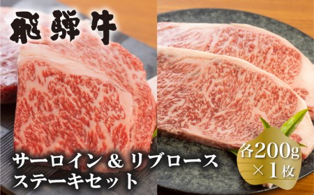 白川郷 飛騨牛 サーロインステーキ 200g×1枚 リブロースステーキ 200g×1枚 計400g 食べ比べ セット 牛肉 和牛 ステーキ 国産 肉 霜降り サーロイン A4等級以上 A4 A5 贅沢 冷凍 27000円 [S376]