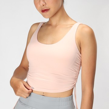 側抽繩含罩杯短版瑜珈/運動/機能背心【可換襯墊/上下一致】*