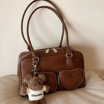 Jpqueen 畫報少女小熊枕頭方型手提單肩腋下包(咖啡色)