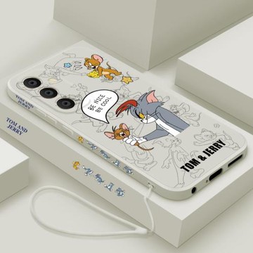 適用三星A55手機殼新款Galaxy A55液態硅膠保護套男女生samsung鏡頭全包防摔軟殼5G個性創意卡通外殼貓和老鼠