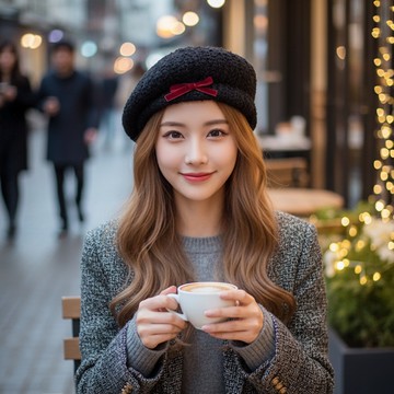 【梨花HaNA】首爾 Garosu-gil 咖啡街風格蝴蝶結貝蕾帽