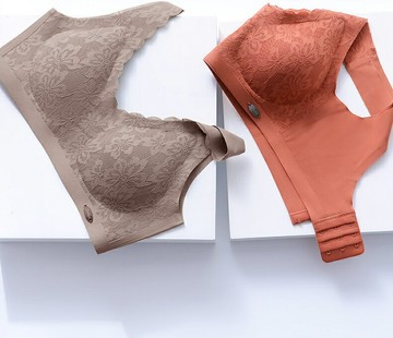 2件裝 乳膠女性內衣無鋼圈薄款無痕背心式小胸聚攏夏季大碼收副乳運動文胸【聚物優品】