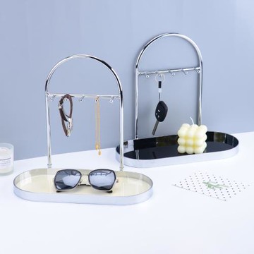 輕奢金屬飾品鑰匙架首飾桌面收納置物架多層玄關亞克力掛件收納架