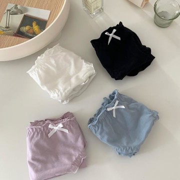 奶油少女簡約風內褲女中腰純棉檔日系可愛蝴蝶結性感舒適三角褲女