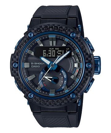 CASIO 卡西歐 GST-B200X-1A2 G-SHOCK系列G-STEEL碳纖維防護構造潮流運動錶 黑 藍 50mm-2A G-SHOCK系列G-STEEL碳纖維防護構造潮流運動錶 黑 玫瑰金 50mm｜618年中慶｜指定卡滿5千回饋10%►樂天優選店家★領券最高折1800，數量有限用完即止