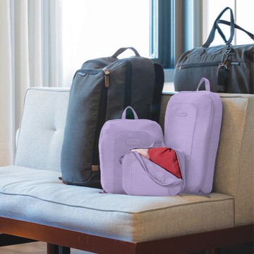 【TRAVELON】網格衣物收納袋3件(薰衣草紫) | 旅行衣物袋 防塵袋