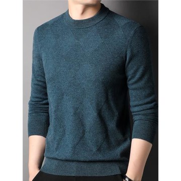 100%純羊毛男士套頭圓領上衣寬松大碼打底針織衫毛衣氣質百搭外套