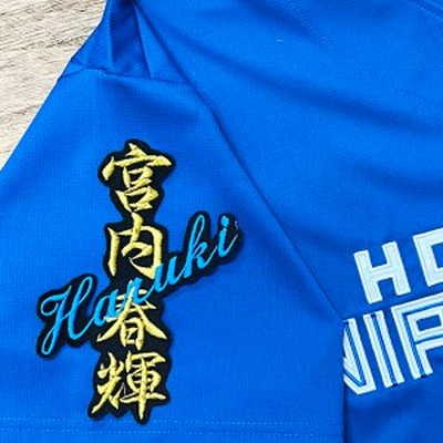 ★送料無料★北海道　日本ハム　ファイターズ　日ハム　宮内春輝　ネーム　黒　刺繍　ワッペン　ユニフォーム　